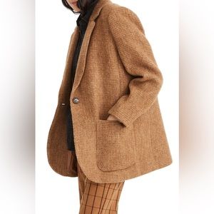 MADEWELL Bouclé Larsen Blazer Jacket in Toffee Brown NWOT